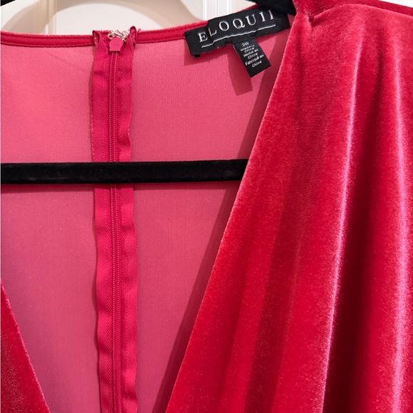 Eloquii maxi v neck hot pink velvet dress. Size 20. - Picture 3 of 7